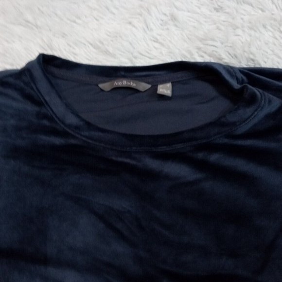 Anybody Womens Shirt Top Blouse‎ Blue Medium Velour Side Detail Pullover - Picture 3 of 10